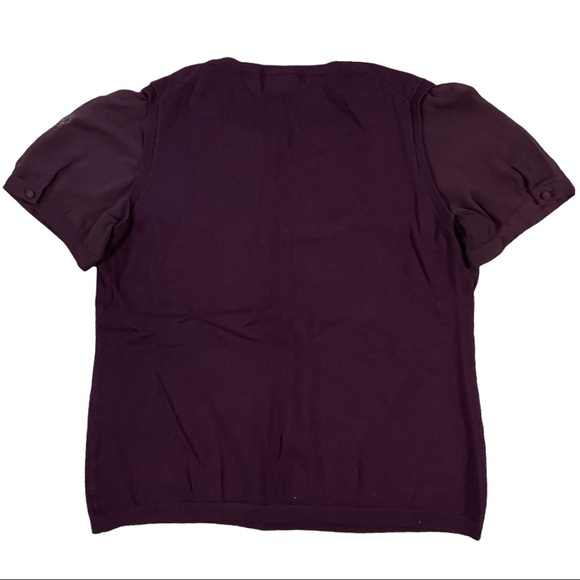 4/$32 George size medium deep burgundy/maroon sheer short puffy sleeve top - Picture 4 of 8